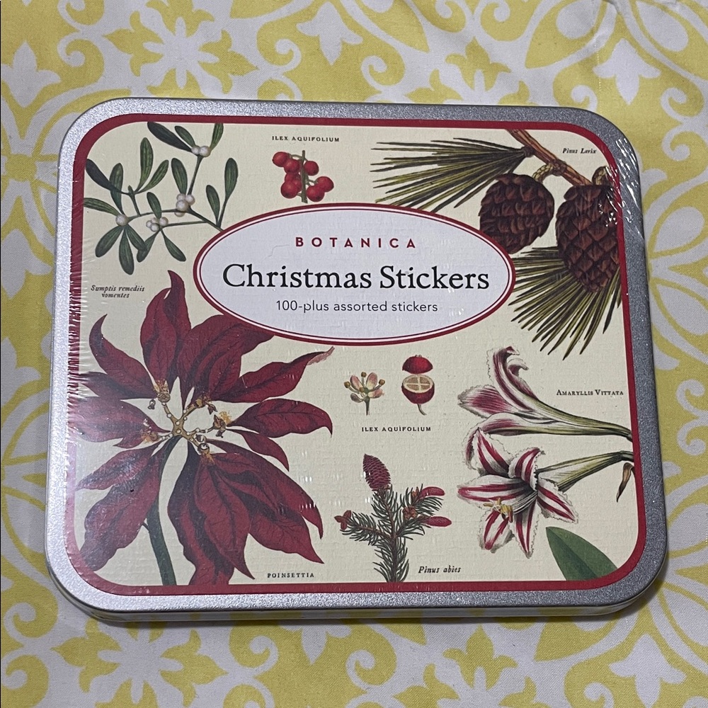 2/$20 Botanica Christmas Stickers Tin NIP Super Cute for Packaging or Gifting!